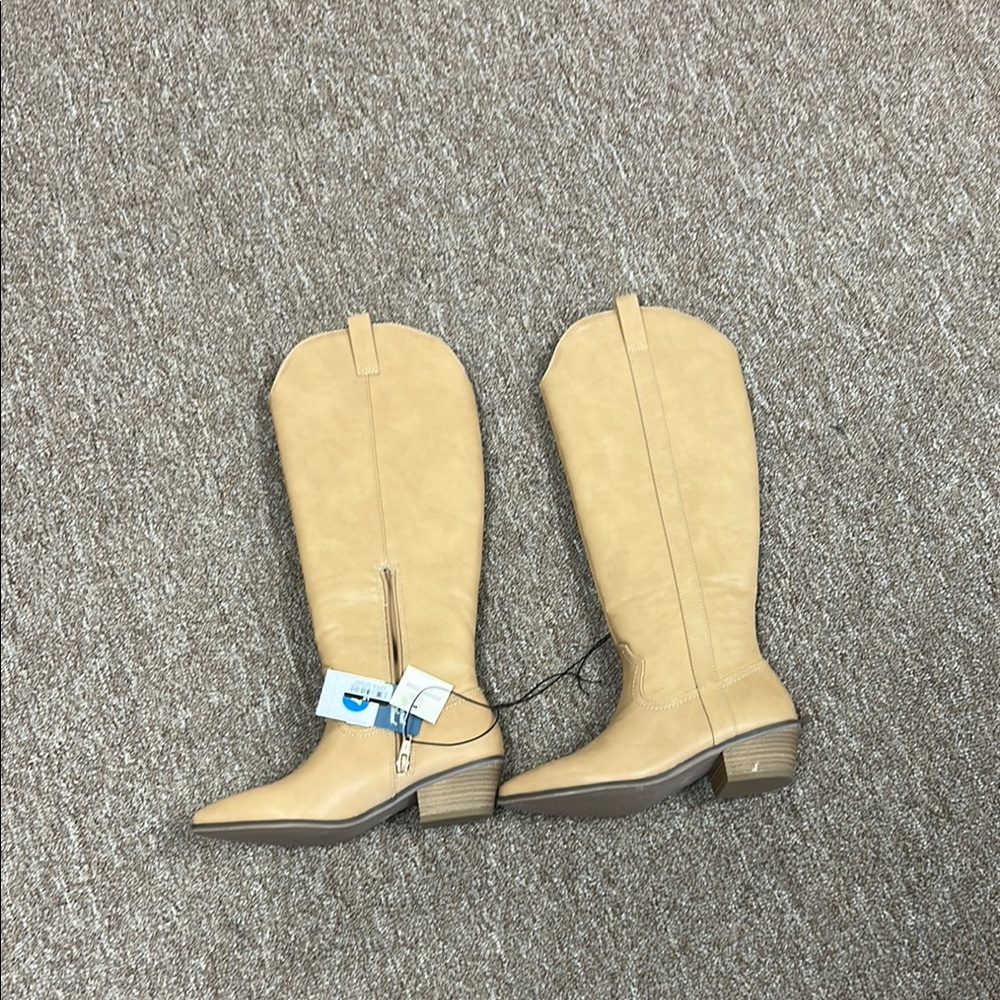 Tan Heeled Boots with Western Charm